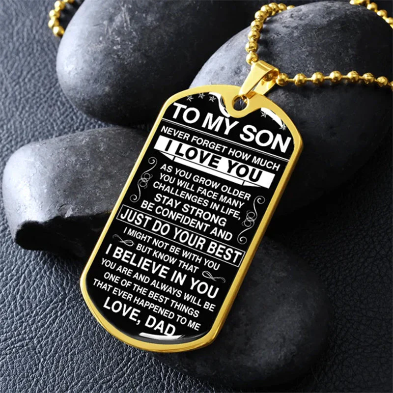 To My Son - Never Forget How Much I love You - Dog Tag - Military Ball Chain - Image 6