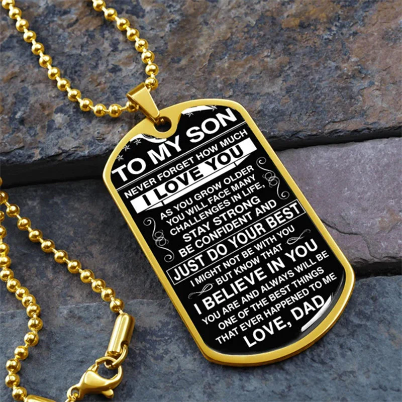 To My Son - Never Forget How Much I love You - Dog Tag - Military Ball Chain - Image 8