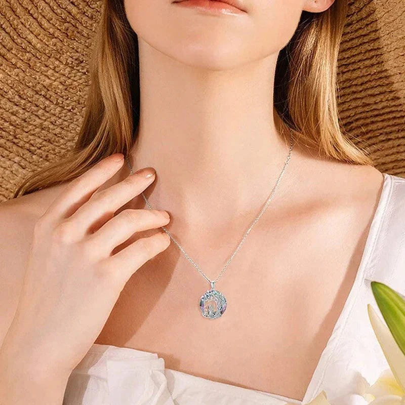 Tree of Life Sister on the Swing Cry-stal Pendant Necklace - Image 2