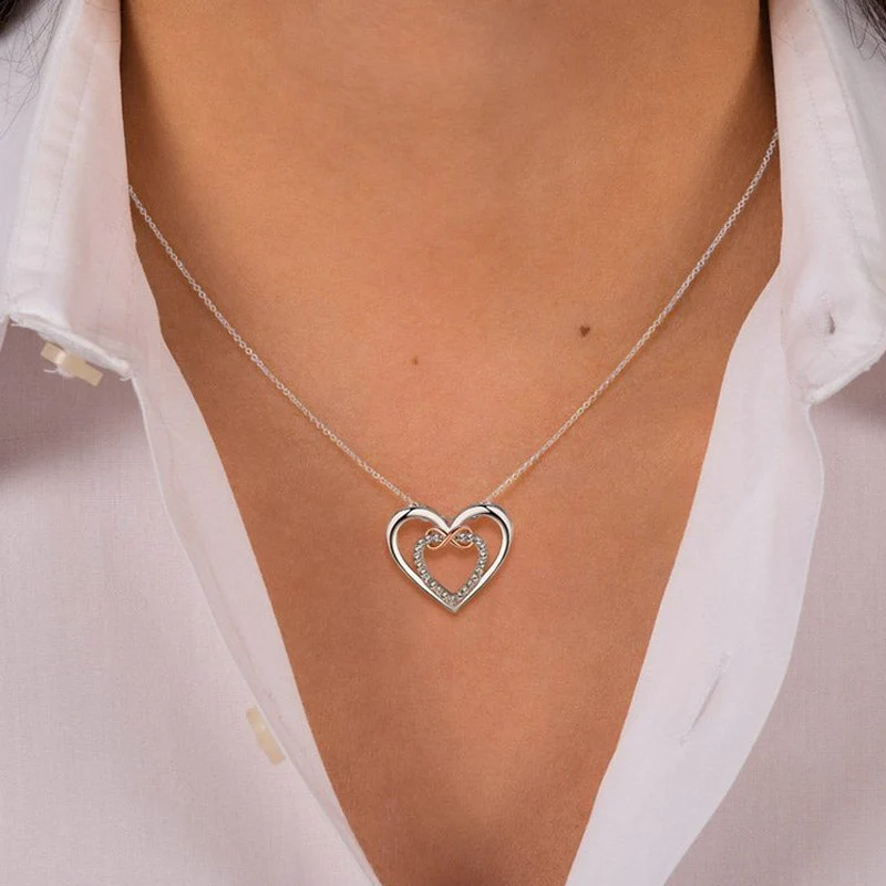 Two Hearts Infinity Necklace - Image 4
