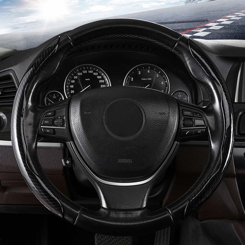 Universal Laser Carbon Fiber Pattern Steering Wheel Cover - Image 12