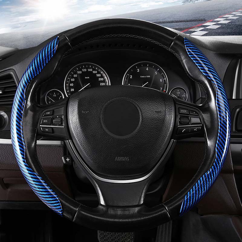Universal Laser Carbon Fiber Pattern Steering Wheel Cover - Image 8