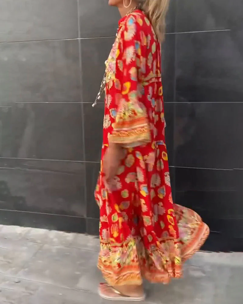 V-neck loose print dress - Image 2