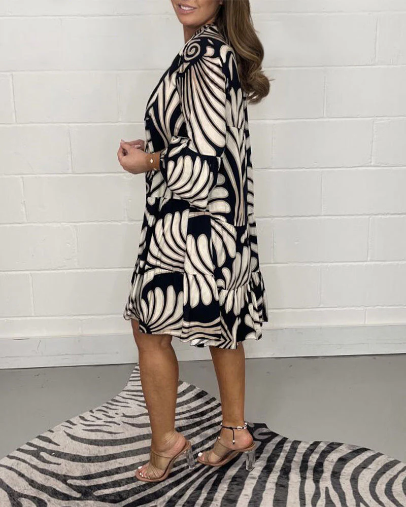V-neck printed casual dress - Image 2