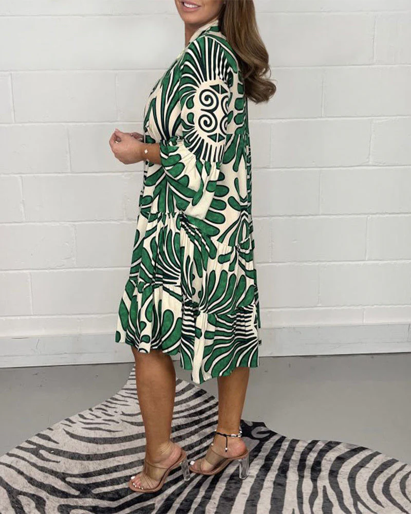 V-neck printed casual dress - Image 3