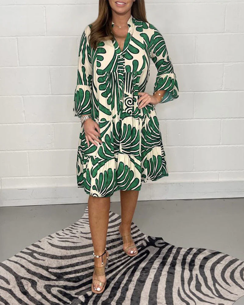 V-neck printed casual dress - Image 5