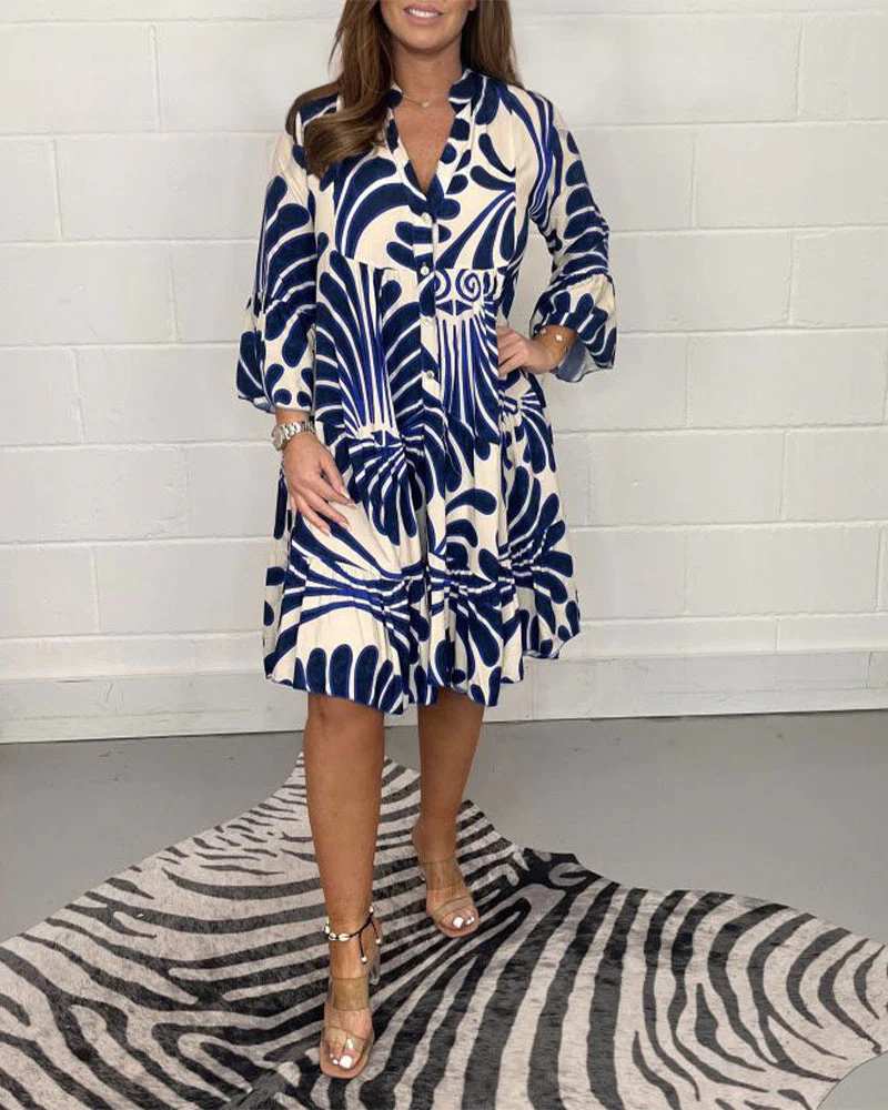 V-neck printed casual dress - Image 6