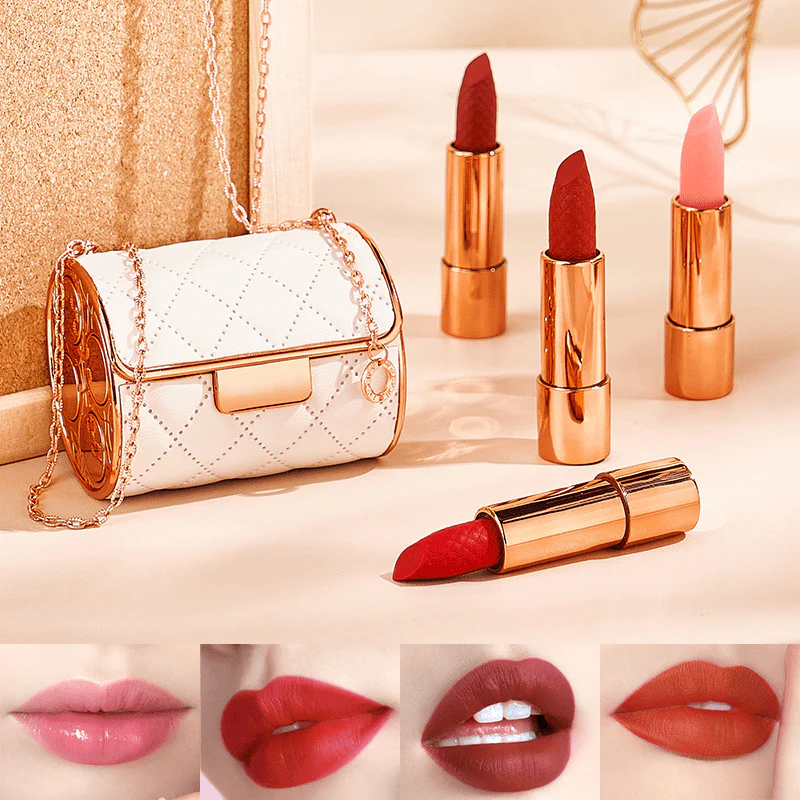 Velvet Matte Lipstick Set with Chain Bag - Image 12