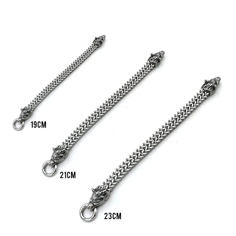 Viking Stainless Steel Double Wolf Head Fenrir Bracelet - Image 8