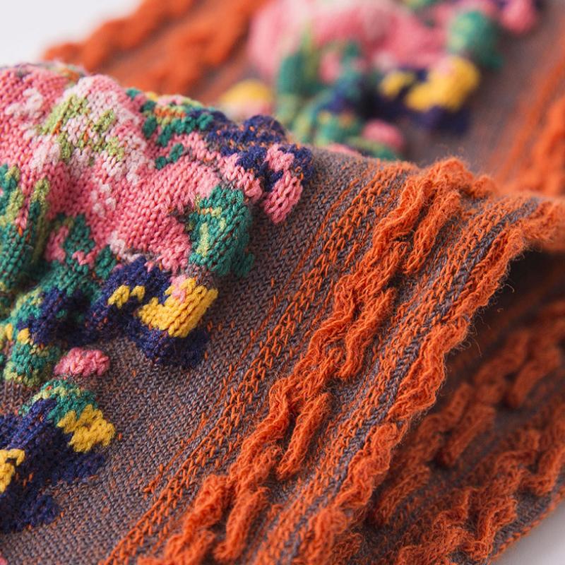 Vintage Embroidered Floral Socks (5 pairs) - Image 4