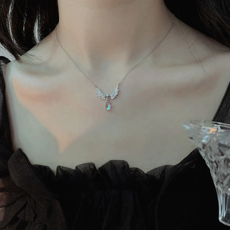Wing Moonstone Pendant Necklace - Image 2