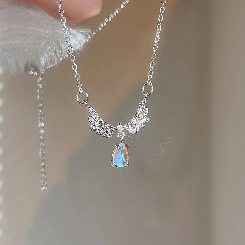 Wing Moonstone Pendant Necklace - Image 6