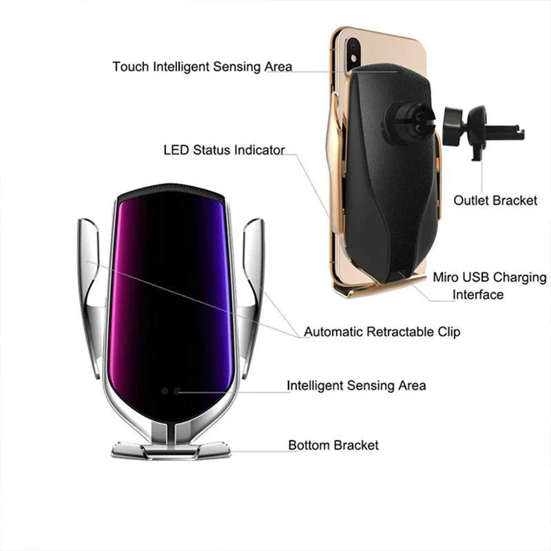 Wireless Automatic Sensor Car Phone Holder and Charger - Image 8