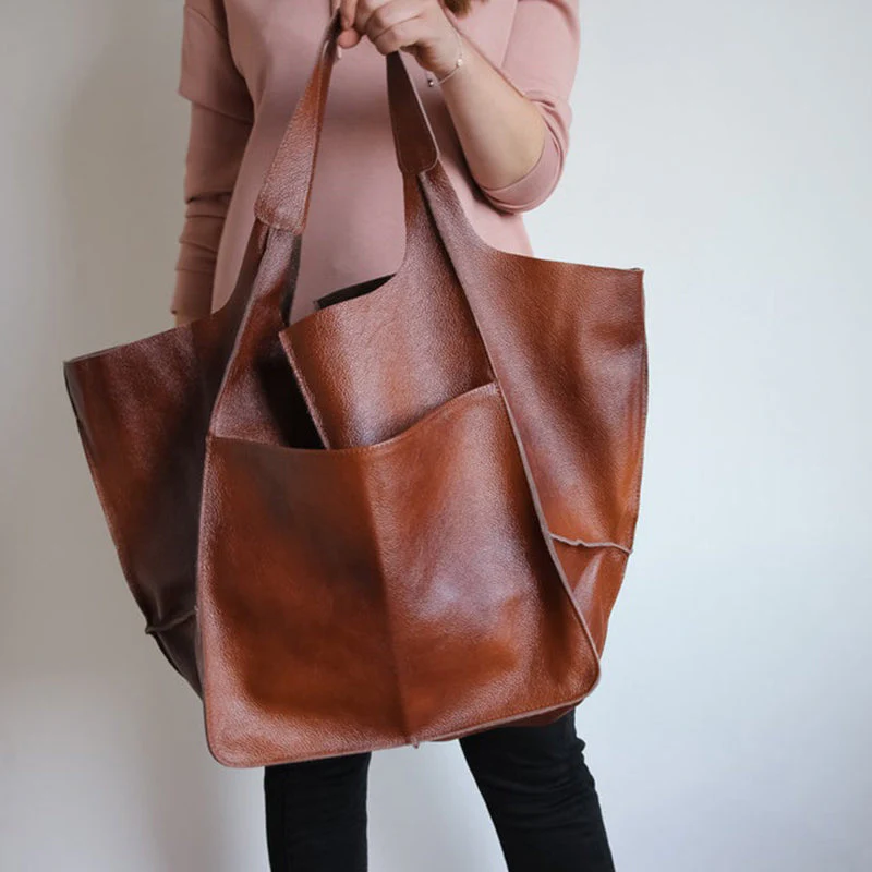 Women Oversize Weekender Leather Handbags - Image 10