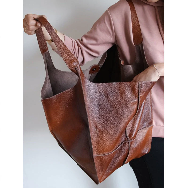 Women Oversize Weekender Leather Handbags - Image 14
