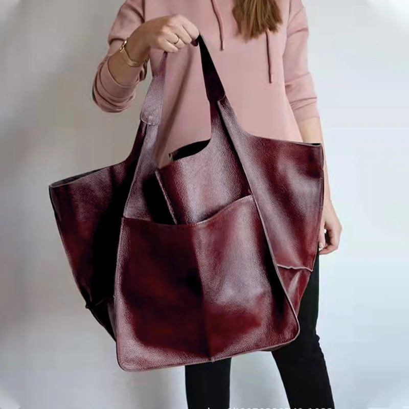 Women Oversize Weekender Leather Handbags - Image 7