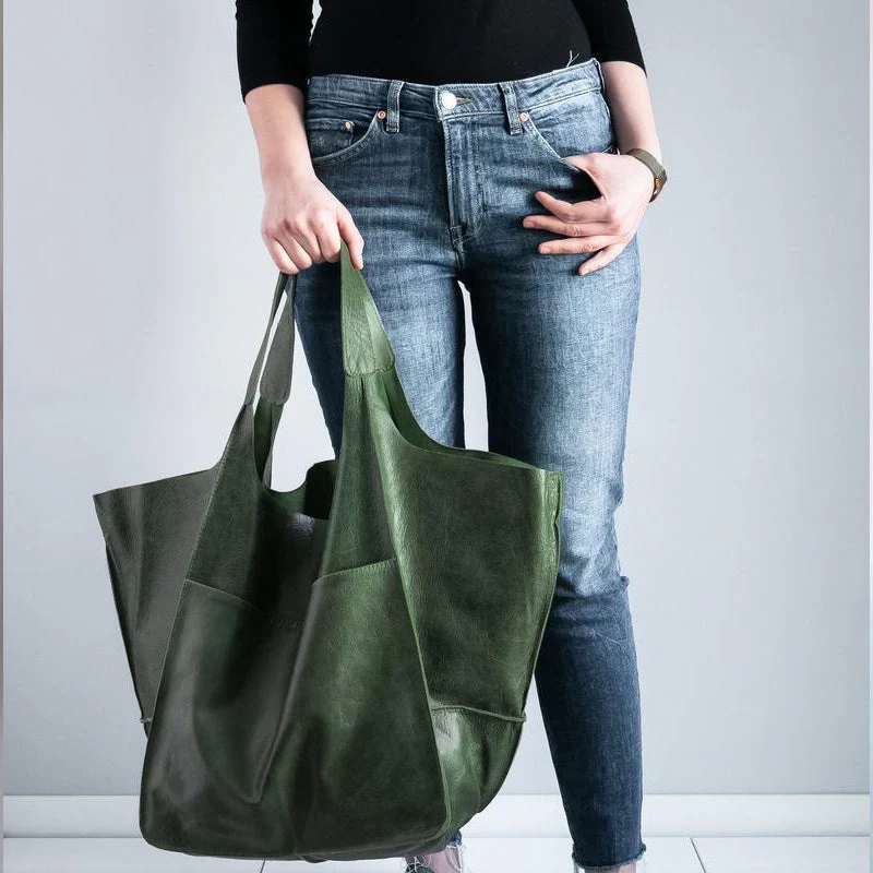 Women Oversize Weekender Leather Handbags - Image 8