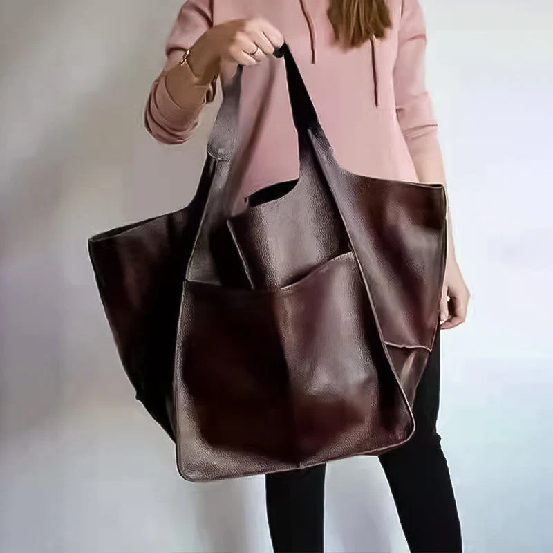 Women Oversize Weekender Leather Handbags - Image 9