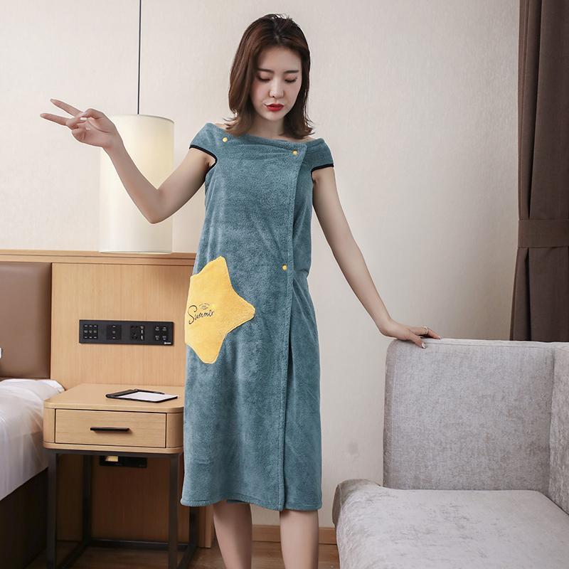 Women Quick Dry Wearable Microfiber plush Bathrobes - Image 11