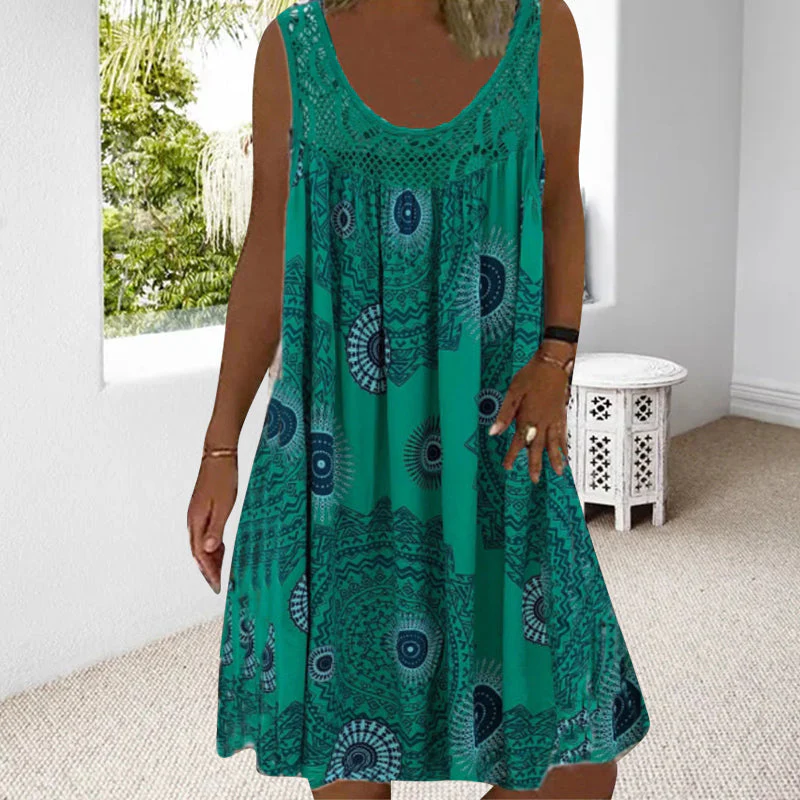 Women Summer O-Neck Sleeveless Print Dress - Image 15