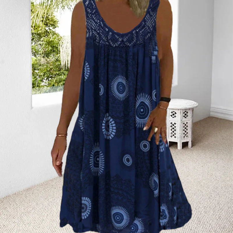 Women Summer O-Neck Sleeveless Print Dress - Image 17