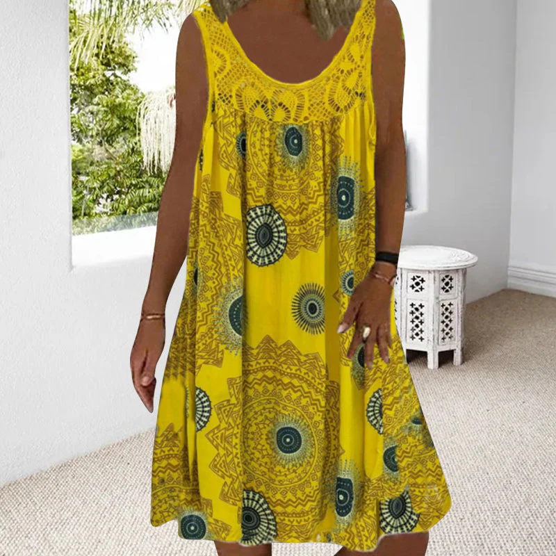 Women Summer O-Neck Sleeveless Print Dress - Image 26