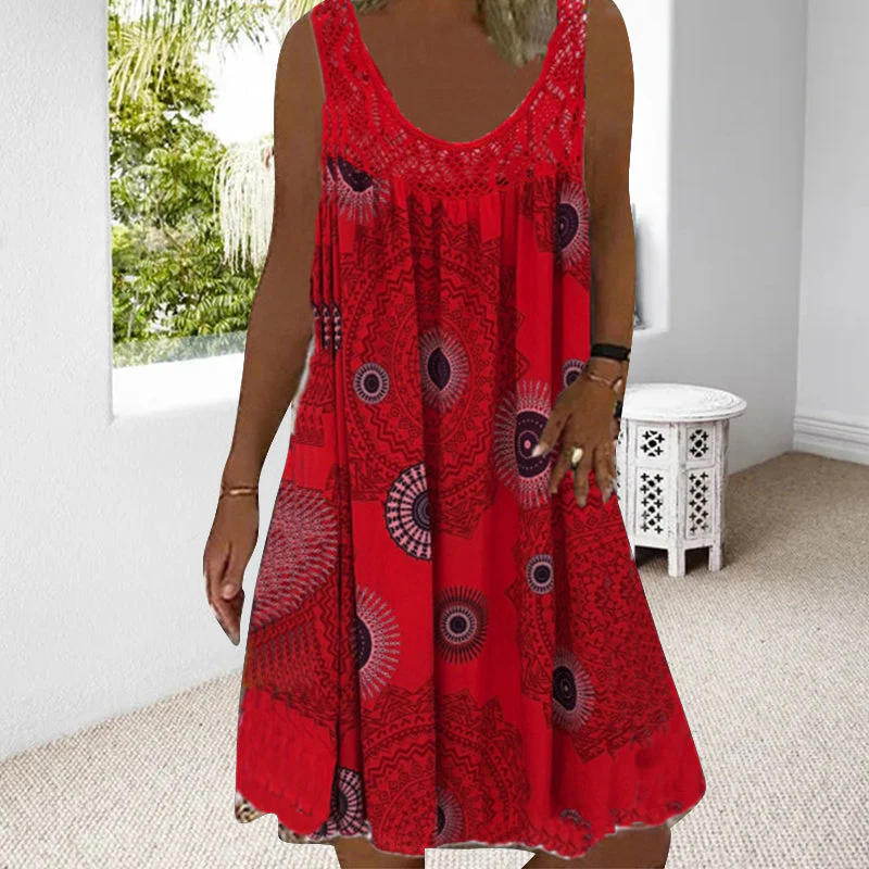 Women Summer O-Neck Sleeveless Print Dress - Image 27