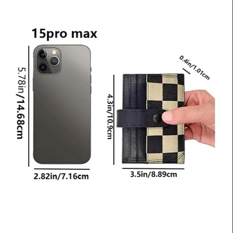 Women's Colorblock Plaid Pattern Compact Wallet - Image 14