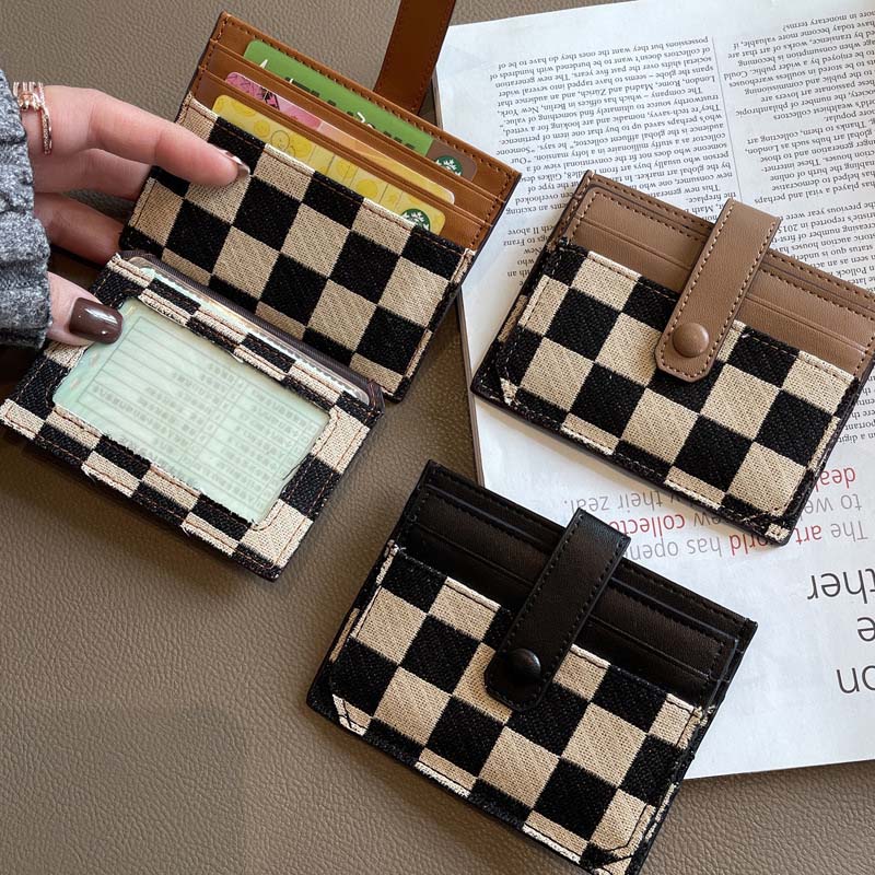 Women's Colorblock Plaid Pattern Compact Wallet - Image 3