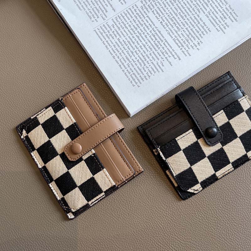 Women's Colorblock Plaid Pattern Compact Wallet - Image 6