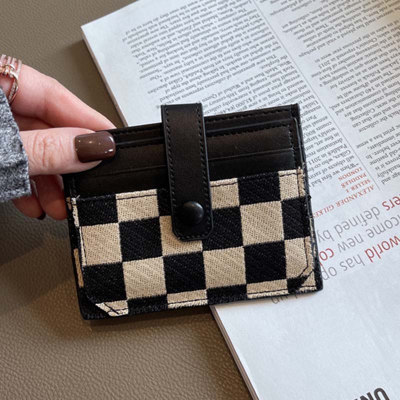 Women's Colorblock Plaid Pattern Compact Wallet - Image 8