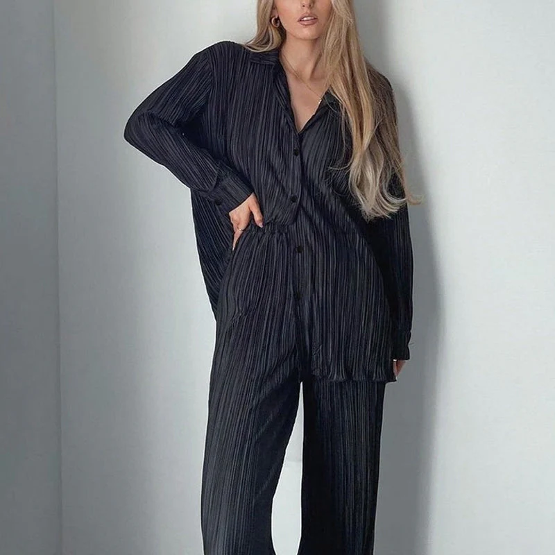 Women's Elegant Pleated Two-Piece Set - Image 11