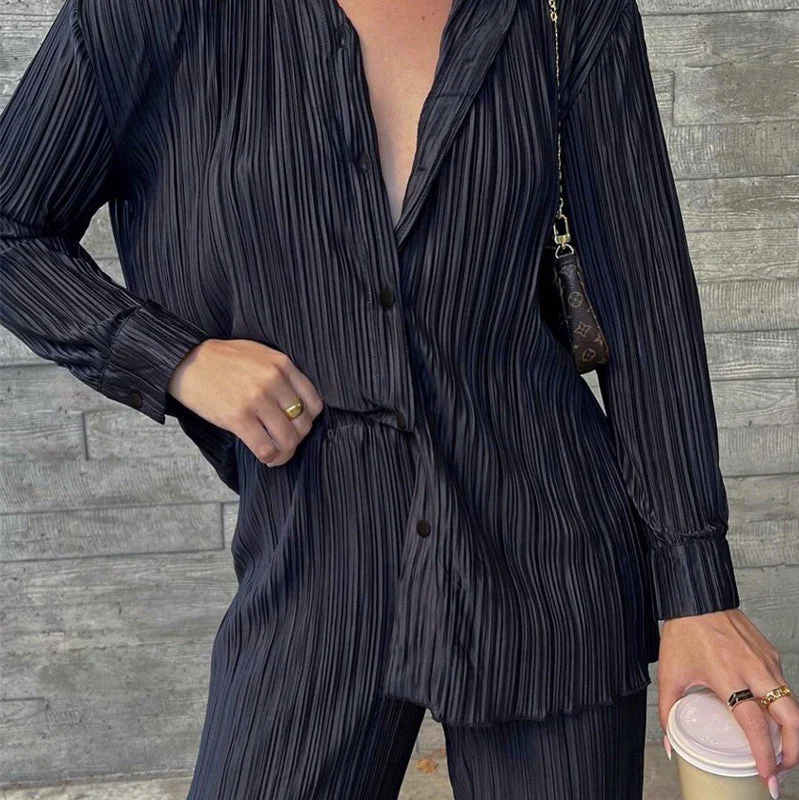 Women's Elegant Pleated Two-Piece Set - Image 12