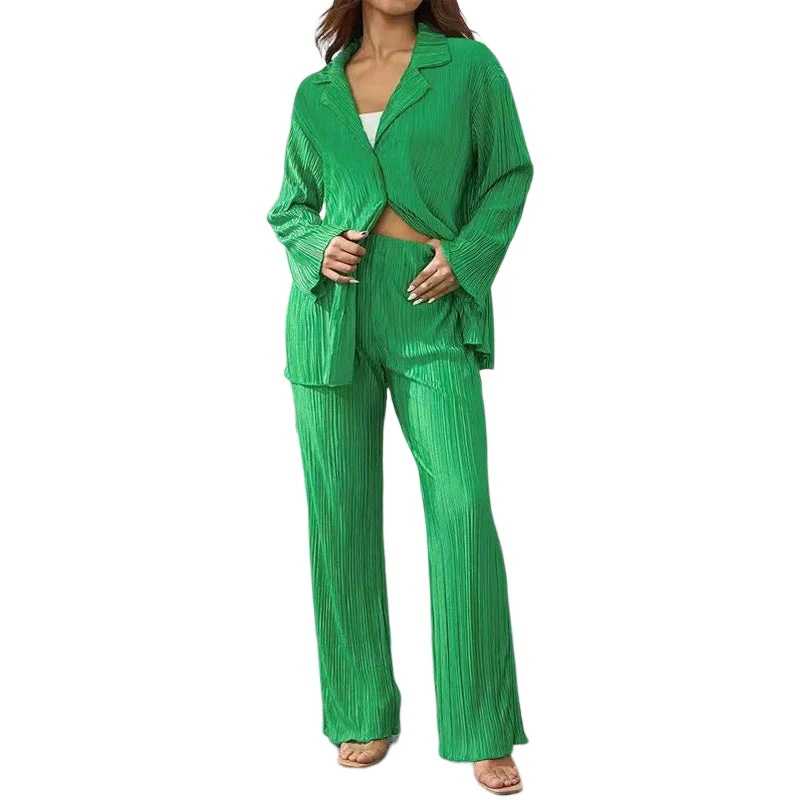 Women's Elegant Pleated Two-Piece Set - Image 14