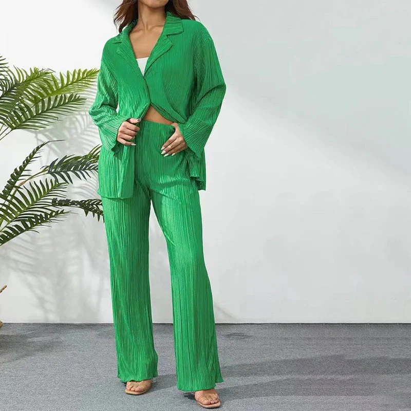 Women's Elegant Pleated Two-Piece Set - Image 16