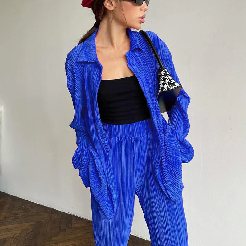 Women's Elegant Pleated Two-Piece Set - Image 3