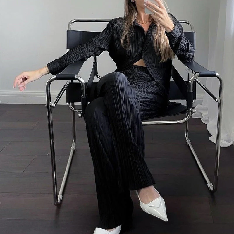 Women's Elegant Pleated Two-Piece Set - Image 8