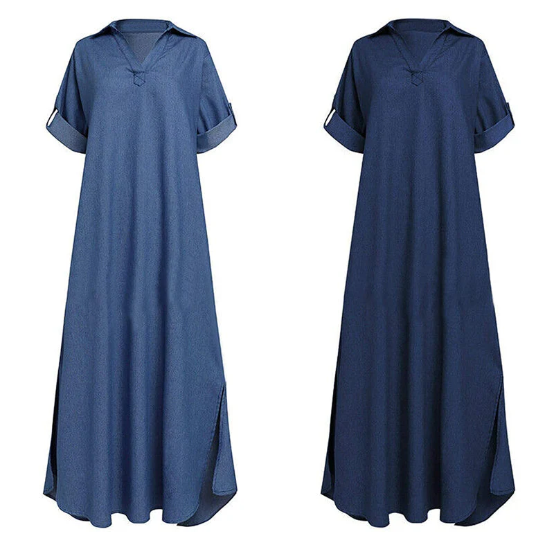 Women's Plain Denim Dress - Image 9
