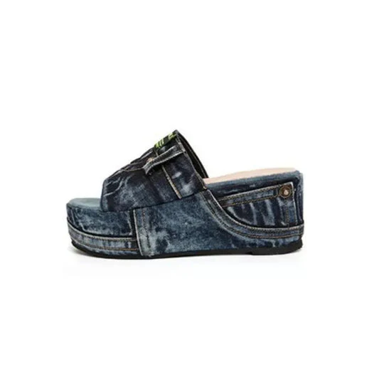Women's Platform Denim Sandals - Image 12