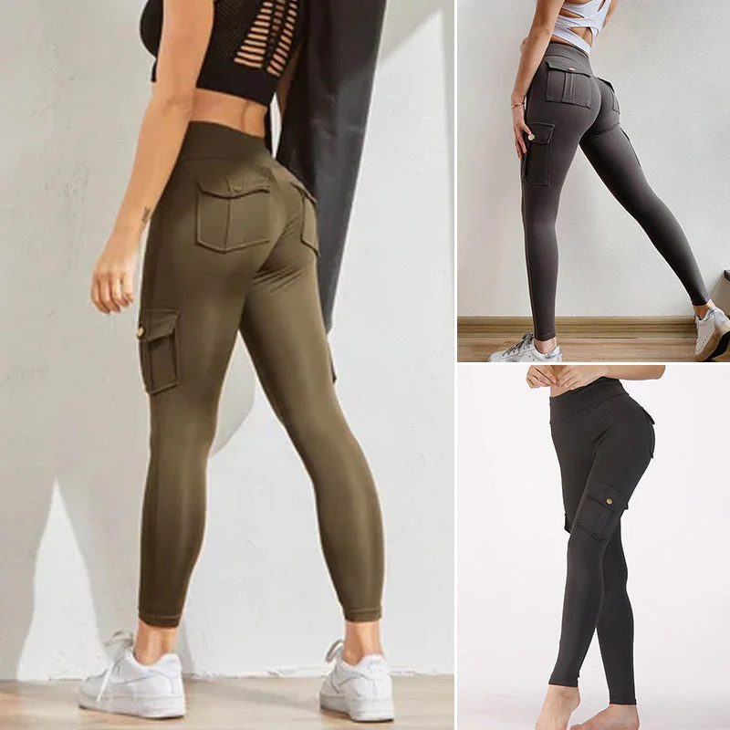 Women's Pocket Sexy Stretch Leggings Fitness Track Pants - Image 2