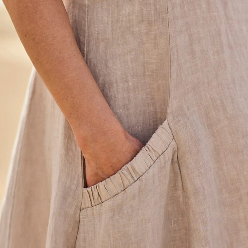 Women's Sleeveless Cotton And Linen Dress - Image 12