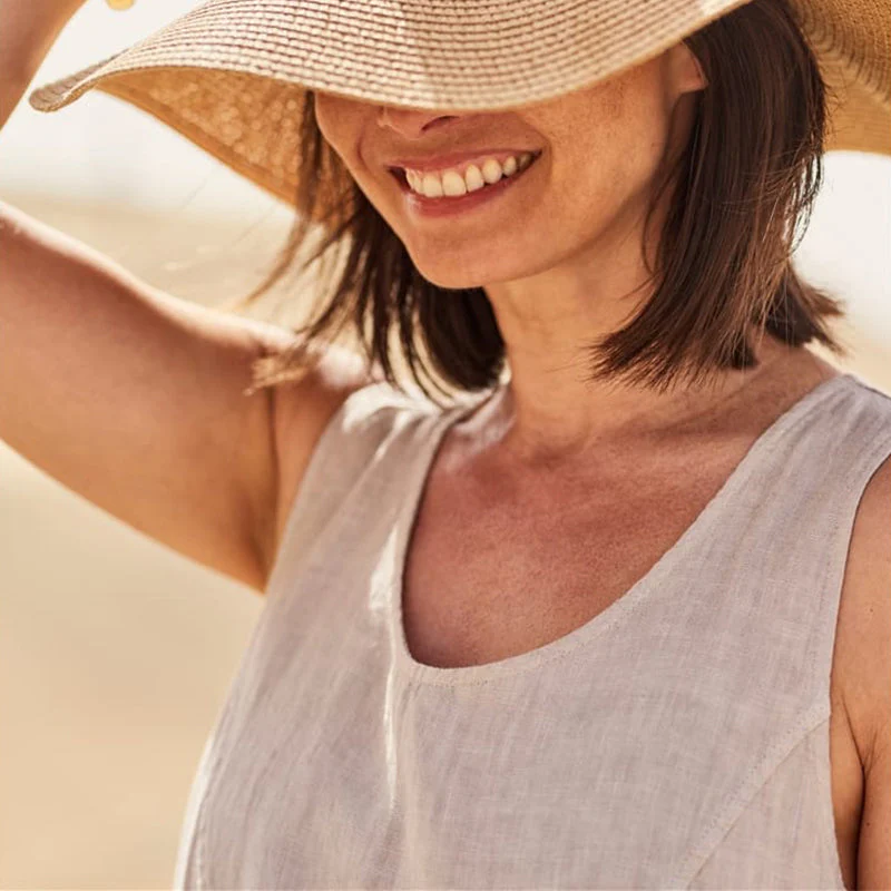 Women's Sleeveless Cotton And Linen Dress - Image 4