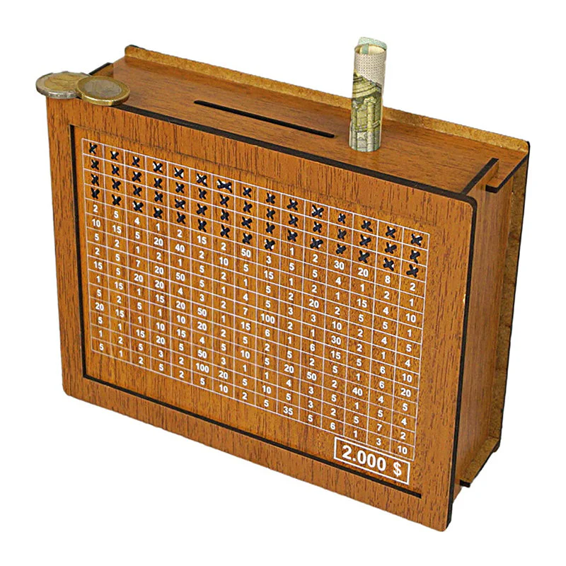 Wooden money box with engraved figures - Image 11