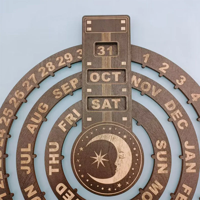 Wooden Rotating Circular Perpetual Calendar - Image 11