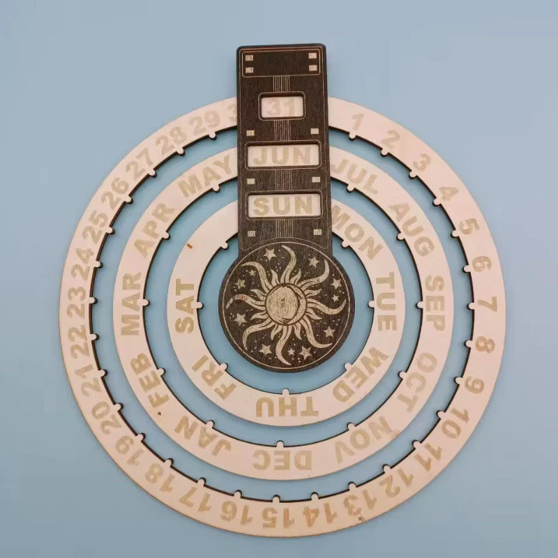 Wooden Rotating Circular Perpetual Calendar - Image 13