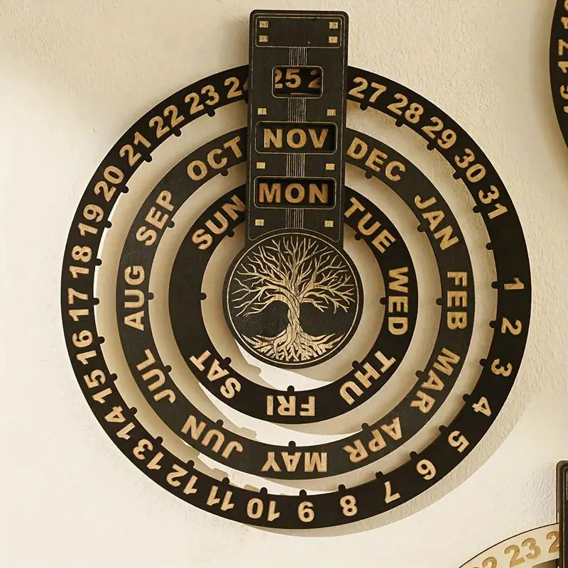 Wooden Rotating Circular Perpetual Calendar - Image 2