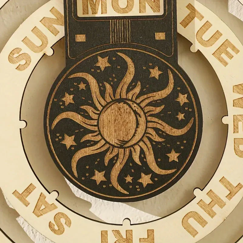 Wooden Rotating Circular Perpetual Calendar - Image 4