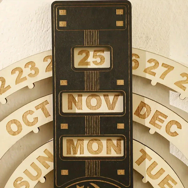 Wooden Rotating Circular Perpetual Calendar - Image 5