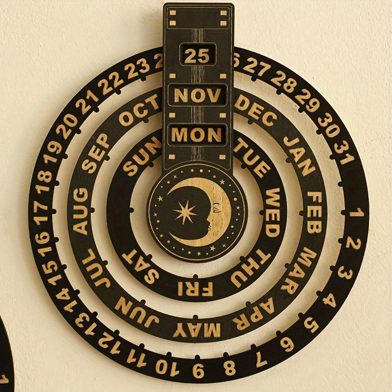 Wooden Rotating Circular Perpetual Calendar - Image 6