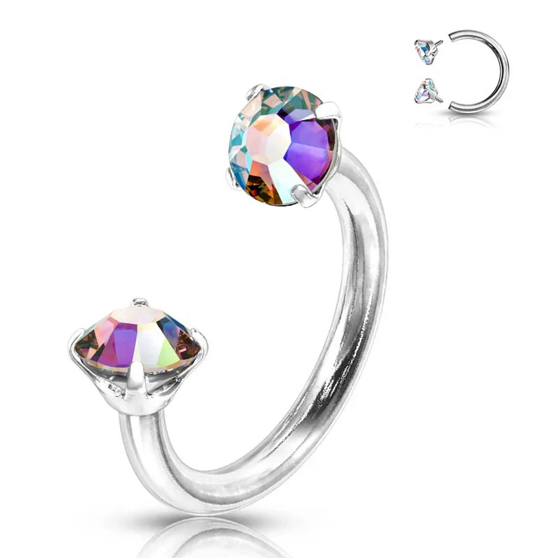 Zirconia Horseshoe Ring with Threaded Gems for Piercings - Image 18